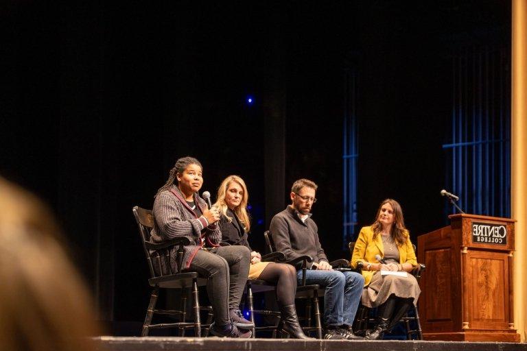 Pictured on stage, from left: Ansley Bredar, Matthew Pierce, Pam Baughman, and Jessica Chisley.
